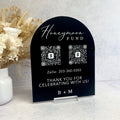 Custom Black Arch Acrylic Table Number Signs With QR Code for Wedding bar Menu Holder Stand