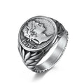 European American Style Retro Coin Man Gold Silver Roman Empire Caesar Emperor 316L Stainless Steel Finger Ring ODM Jewelry