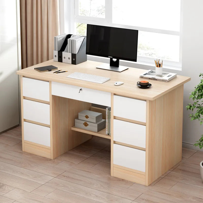 Simple Modern Desk Home Student Bedroom Writing Desk Office Employee Single Computer Desk with Storage Drawer