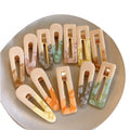 Girl's Hair Jewelry Square Hairpins Geometric Shape Hair Grips Splice Colors Acetic Leopard Hair Clips