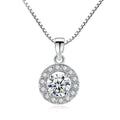 Jachon Fashion Round Solitaire Pendant Cubic Zirconia Solitaire Pendant Necklace Silver Designer Minimalist Necklace for Women