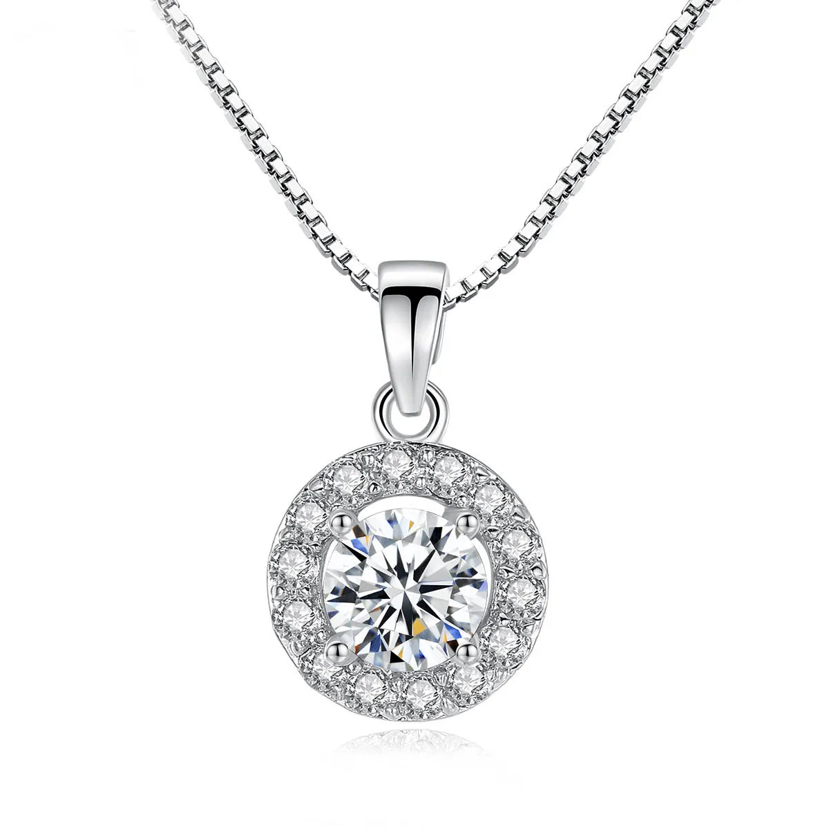 Jachon Fashion Round Solitaire Pendant Cubic Zirconia Solitaire Pendant Necklace Silver Designer Minimalist Necklace for Women