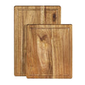 Wholesale Acacia Wood Cutting Chopping Boards Set of 2Kitchen Serving Cutting Board with Juice Drip Grooves