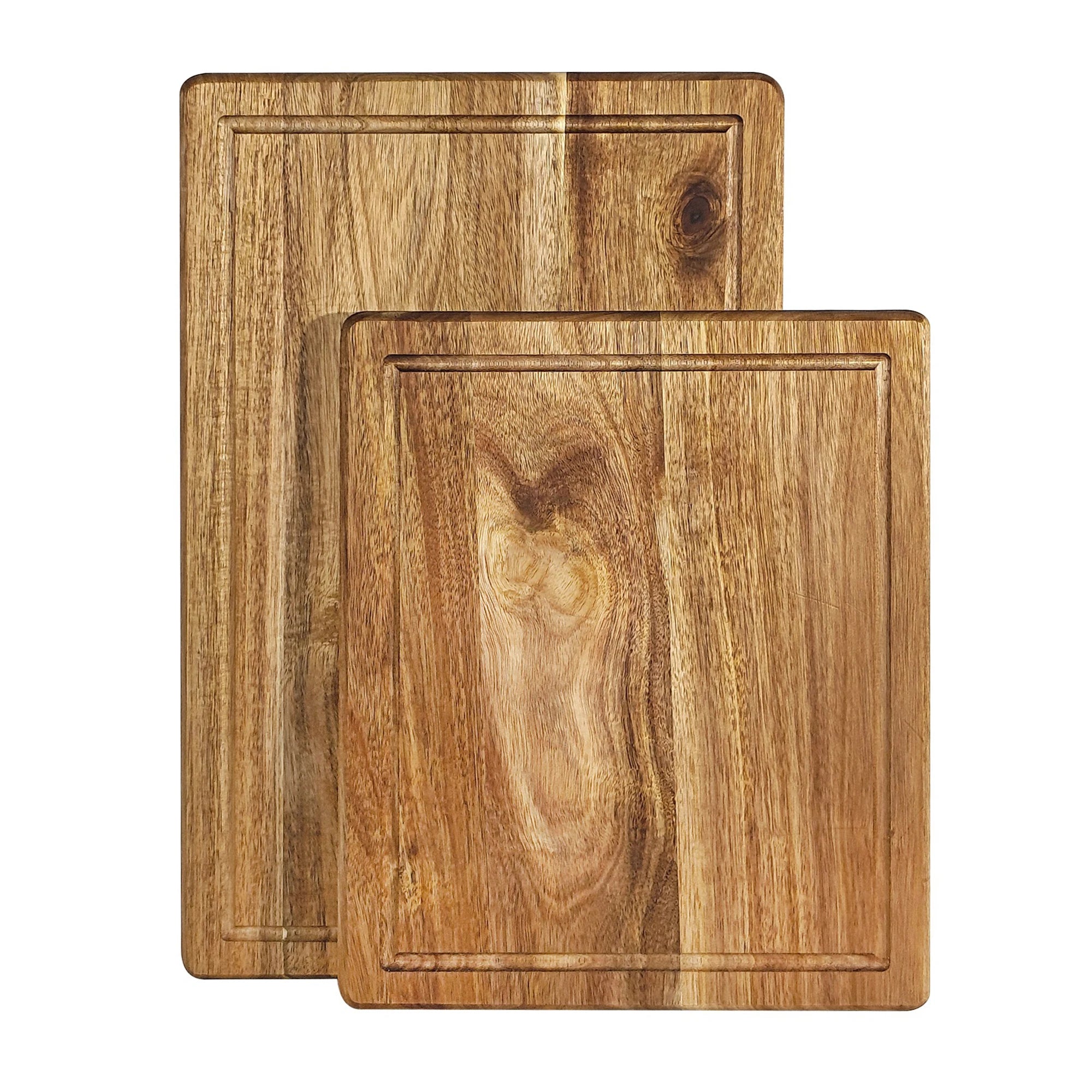 Wholesale Acacia Wood Cutting Chopping Boards Set of 2Kitchen Serving Cutting Board with Juice Drip Grooves