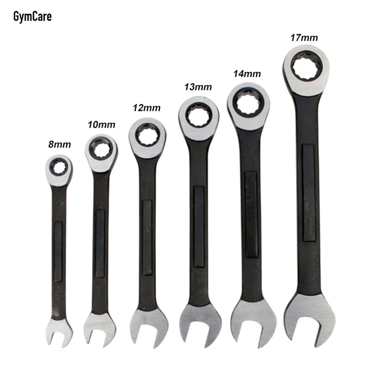 Wholesale 6 PCS Open End 8mm 10mm MET Handle HardwareTools Flexible Carbon Steel Ratchets Spanner Combination Wrenches Set