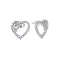 YILUN 925 Sterling Silver Rhodium Plated Heart Shaped Stud Earrings With Cubic Zirconia for Women