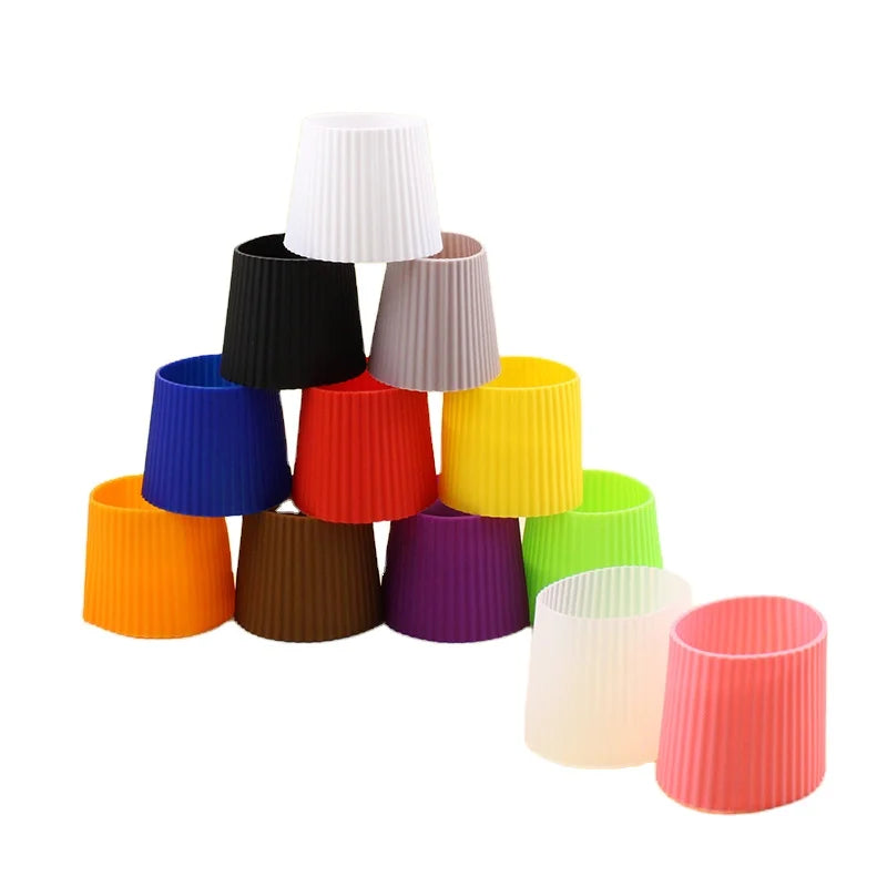 Conical Silicone Cup Sleeve Anti-slip Coffee Mug Glass Bottle Cone Silicon Soft Sleeve Taper Diameter 6.3 to 7.5cm