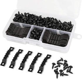 100PCS Double Hole Sawtooth Hooks Set for Hanging Clock Paintings Artwork Frame Hook Picture Hangers Kit Black