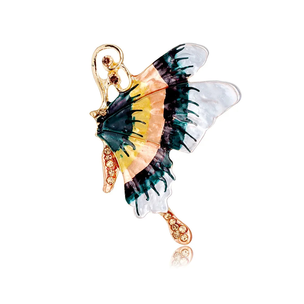 DRAL1071 Fashion Enamel Multi Butterfly Brooch Women Rhinestones Brooch European and American Jewelry Wholesale