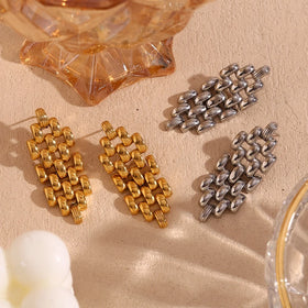Dreamshow Bohemian Jewelry Watchband Drop Earrings Gold Plated Earrings Stainless Steel Earrings Women Jewelry
