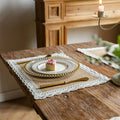 Burlap Braided Placemats for Dining Tables Heat Resistant Jute Table Mats Farmhouse Woven Natural Place Mats with White Lace