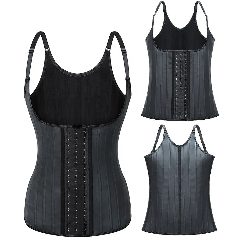 Custom Plus Size 25 Steel Bones Women Latex Trimmer Sauna Sweat Slimming Singlet Body Shaper Corset Waist Trainer Vest