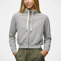 Women's Winter Casual Knitted Lightweight Classic Full Zip Cropped Long Sleeve Kangaroo Pockets Front Logo Jackets