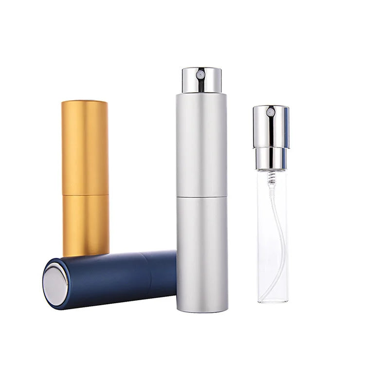 Portable Mini Aluminum 10ml Capacity Perfume Bottle Colorful Empty Traveler's Atomizer Pump Sprayer Custom Logo Screen Printed