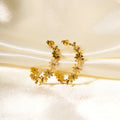 Ins Cute Style Jewelry Inoxydable Bijoux 18k Gold Plated Bijouterie C Shaped Texture Flowers Hoop Earrings Boucles Doreilles