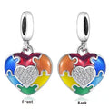 Hot 925 Sterling Silver Autism Awareness Awareness Heart Dangle Beads Charm Fit Original Charms Bracelets for Jewelry Making