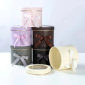 Valentine's Day Gift Rose Gold Logo Rotating Rose Flower Packaging Cardboard Paper Flower Box 2 Layer Round Flower Box