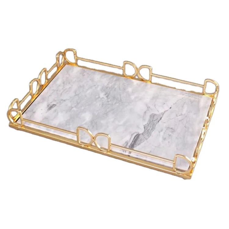 Customized Design  European Marble Stone Palace Style Party Wedding Barware Serving Tray Cake Tray With Legs