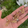 Custom Name Jewelry Gold Personalized Zircon Belly Ring  Stainless Steel Belly Button Rings for Femme Birthday Gift