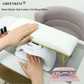 New Professional Nail Arm Rest With Anti Slip Pad Metal Holder Soft Leather Hand Pillow Manicure Salon Nail Arm Rest
