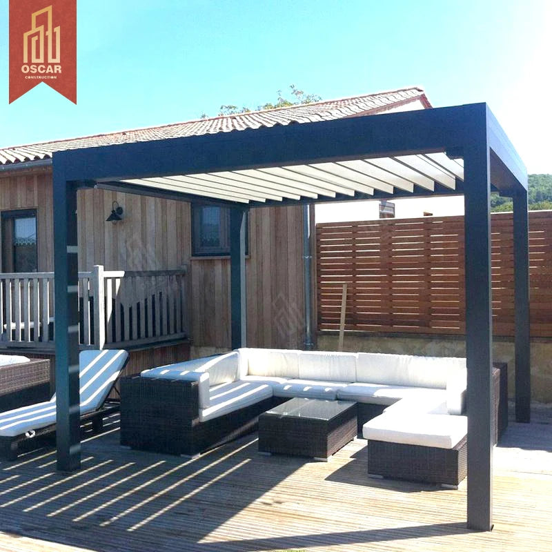 Hot Sale Outdoor Garden Set Bioclimatic Aluminum Shutter Pavilion Electric Louvers System Modern Pergola Automatic Patio Gazebo
