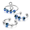 Wholesale Rotatable Beads Silver Plated Stainless Steel Adjustable Decompression Anxiety Fidget Evil Eye Rings Jewelry for Women