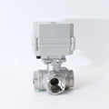 3 Three Way Stainless Steel Motorized Ball Valve DN25 1" Horizontal L Type