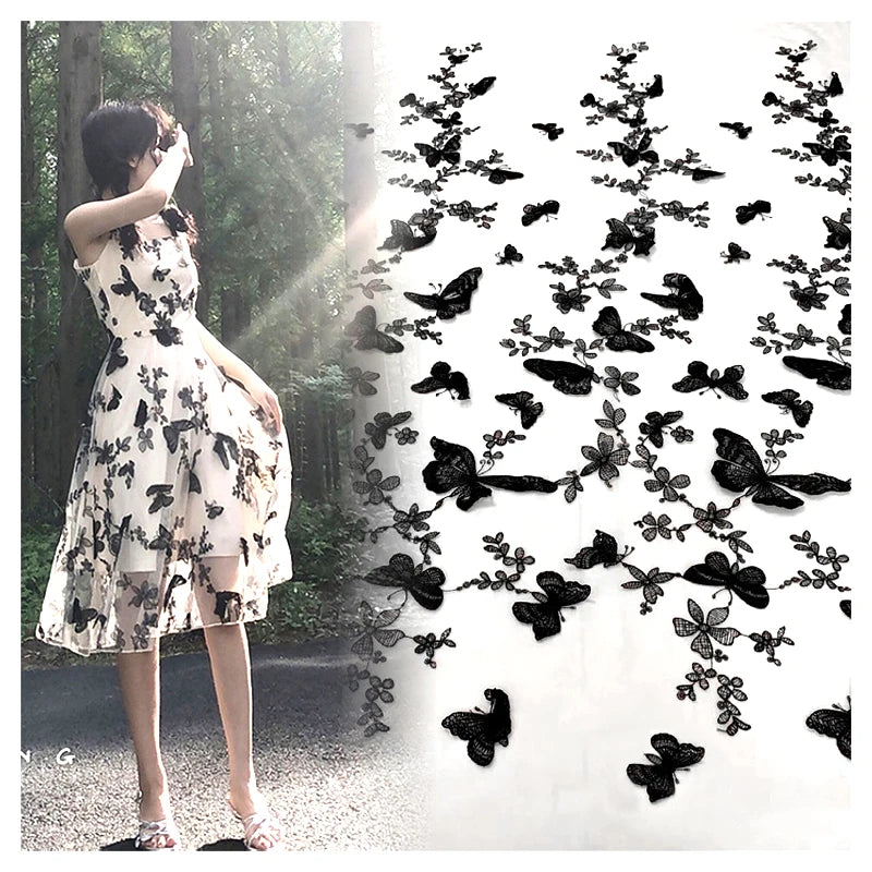 Hot Flower Elastic Tulle Lace Net Fabric High-End Embroidery Black Hand Embroidery Lace Fabric for Lingerie