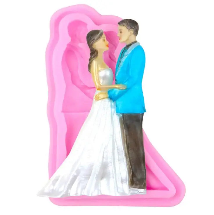 HY Bride and Groom Fondant Cake Topper Silicone Mold