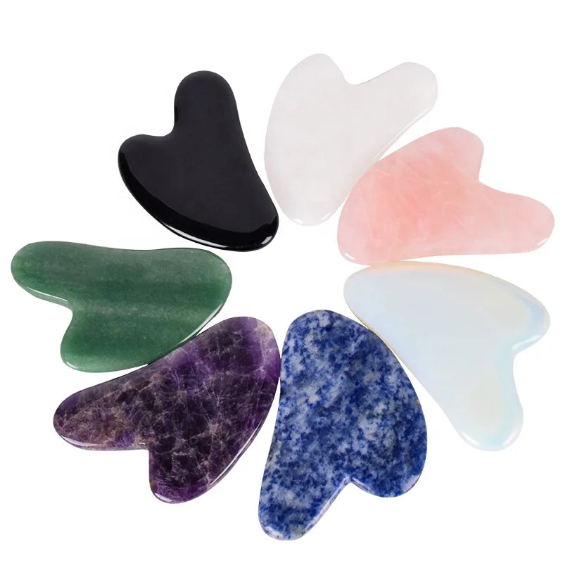 Heart Shaped Gua Sha Guasha Board Rose Quartz Pink Jade Stone Scraping Massage Tool Gua Sha Board