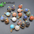 High Quality Wholesale Natural Rose Quartz Tiger Eye Crystal Stone 14K Gold Plated Copper Wire Twine Handmade Pendant