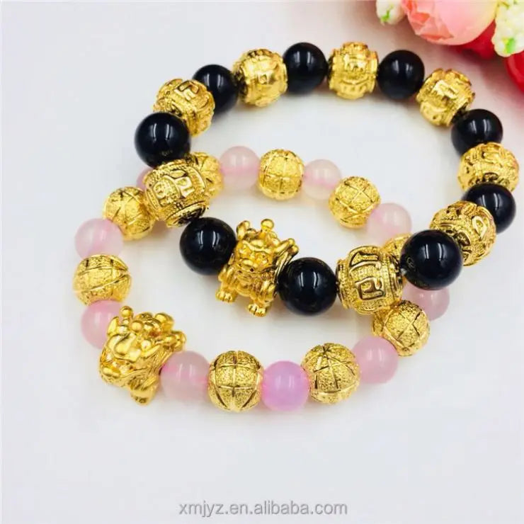 Dubai Gold Jewelry   Gold Plated Jewelry Brass Gold Plated-Plated Accessories Kirin Bracelet Couple Fashion Factory Wholesale
