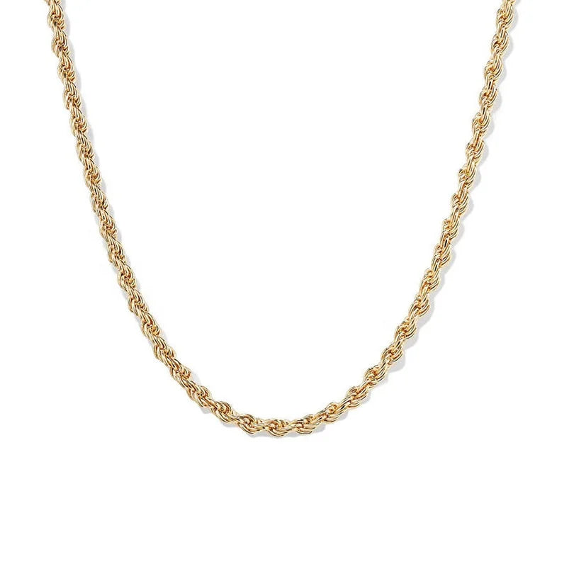 Gemnel Wholesale 925 Silver 18k Gold Plated 3 mm Twisted Link Rope Chain Necklace Women