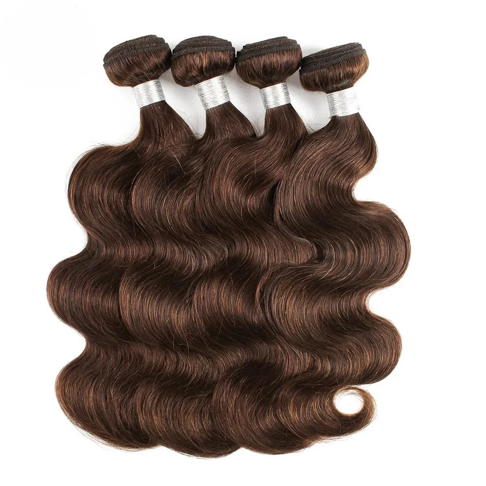 12A Medium Brown Body Wave Bundles Virgin Human Hair Extensions