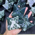 Kindfull Natural Crystal Crafts Moss Agate Merkaba Fengshui Stone Agate Carved for Sale