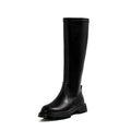 Fashion Women's Knee-High Boots Low High Heel Leather Long Boots Biker Knight Boots Female Street Motorcycle Cool Guys Shoes