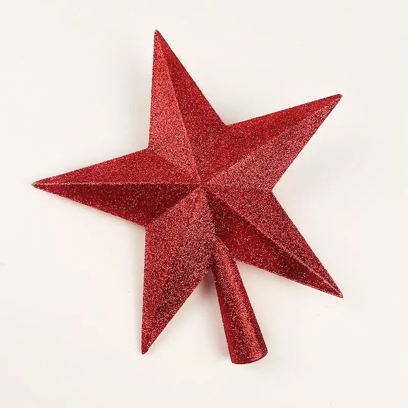 Promotion Christmas Tree for Decoration Gold Red with Glitter Plastic Beautiful Star