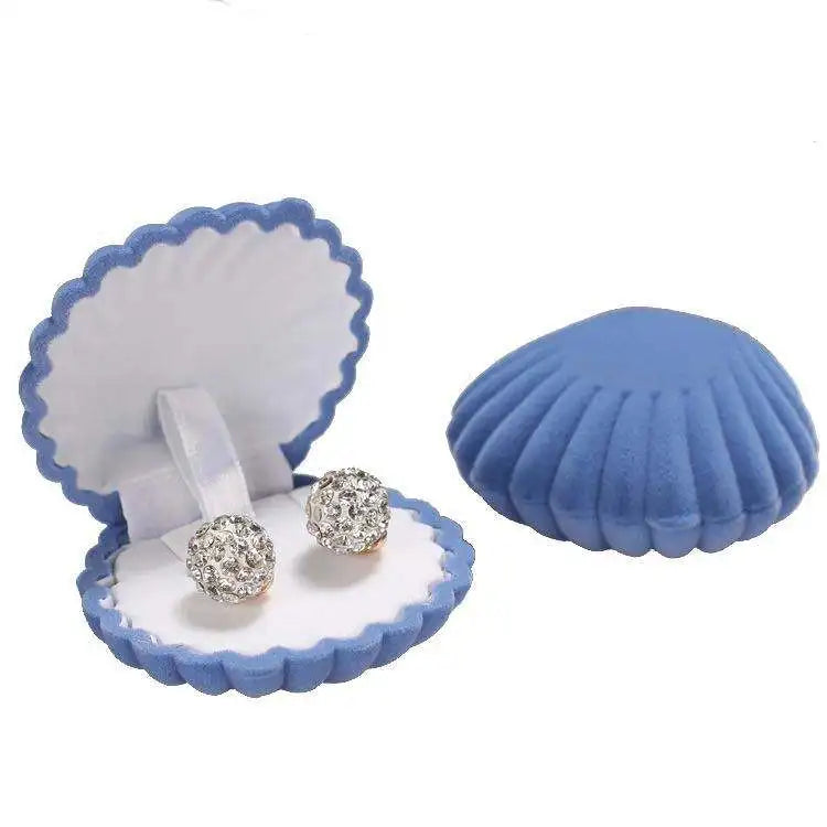 Tongxing Shell Shape Velvet Wedding Engagement Ring Box Cute Gift Holder for Earrings Necklace Bracelet Jewelry Display