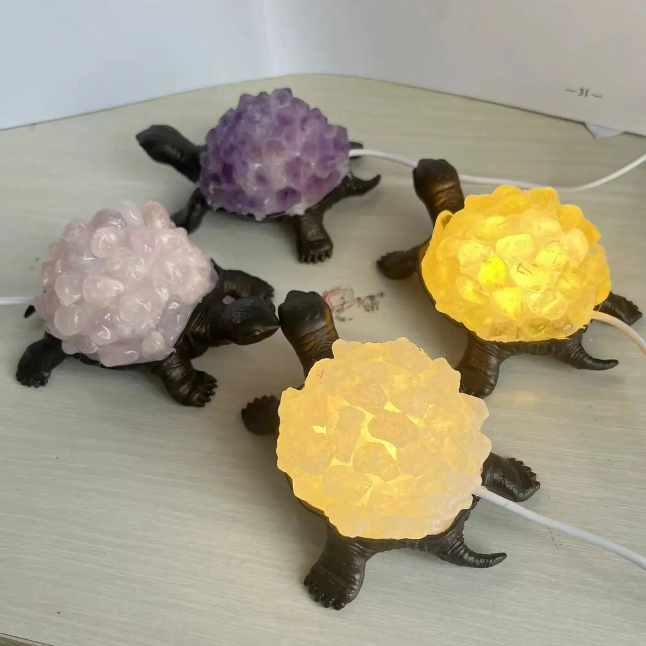 New Arrival USB Interface Crystal Light Lamp Rose Quartz Teeth Turtle Ornament Modern Other Crystal Crafts