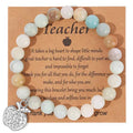 Elastic Beaded Friendship Bracelet for Women Men Inspirational Teacher Gifts for Women Men Amazonite Natural Stone Bracelet