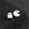 Fashion Hiphop Punk Metal Silver Color Earrings Stainless Steel Geometric Stud Earrings Goth Ghost Stud Earrings for Women Men
