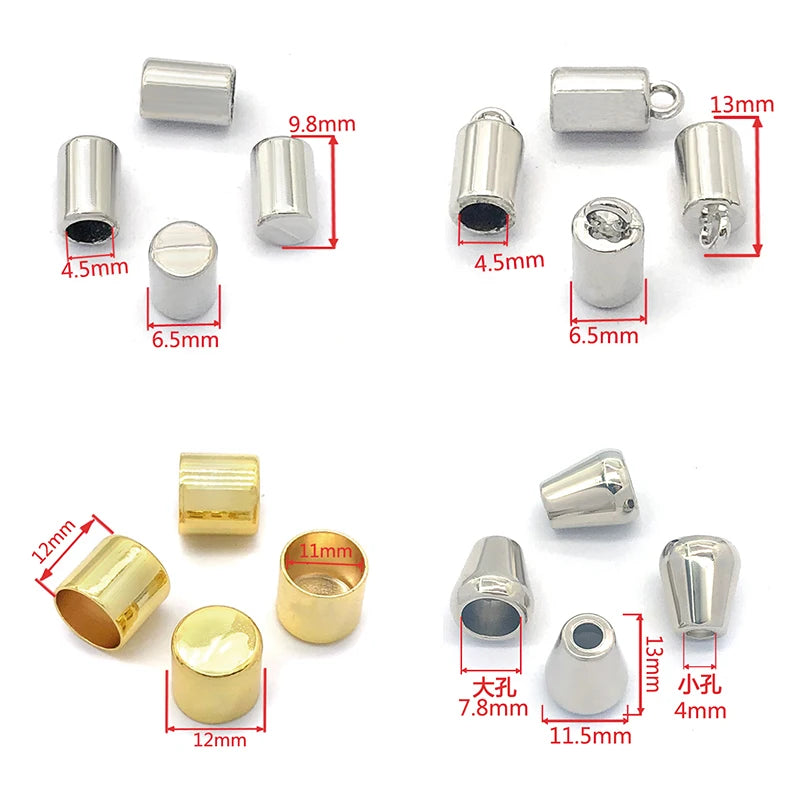 New Varieties Custom Shape 4mm Cord End Leather Cord Metal End Stopper