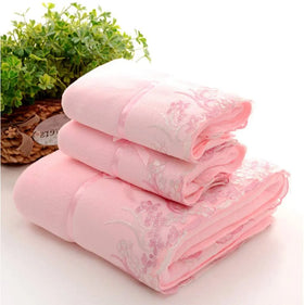 Factory Wholesale 3-Piece Microfiber Towel Set Quick Dry Highly Absorbent Elegant Cute Design Spa Home Use Bath Soft Large Size