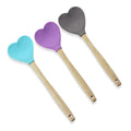 Manufactures Hot Selling Nonstick Heat Resistant Beech Wooden Handle Silicone Heart Spatula Spoon for Kitchen Cake Tools