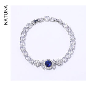 Natuna Wholesale Jewelry 14K Gold Plated Zircon Bracelet Silver Ladies Fashion Jewelry Bangle Silver Bracelet 925 Sterling