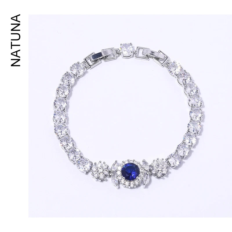 Natuna Wholesale Jewelry 14K Gold Plated Zircon Bracelet Silver Ladies Fashion Jewelry Bangle Silver Bracelet 925 Sterling