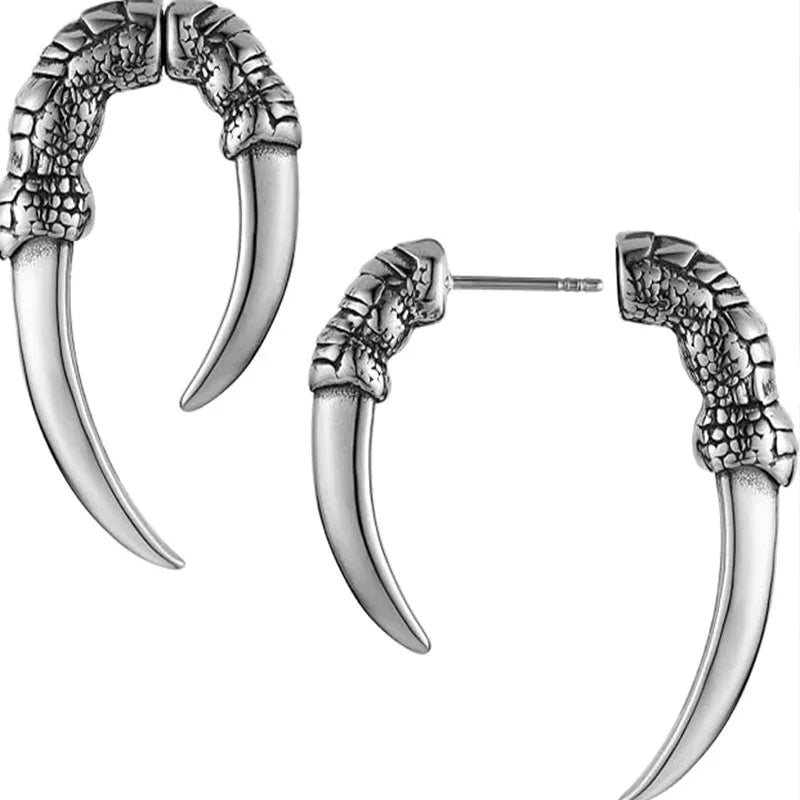 Hot Selling Unisex Retro Gothic Alloy Dragon Claw Earrings Personalized Street Punk Hip-hop Style Piercing Jewelry Party Gifts