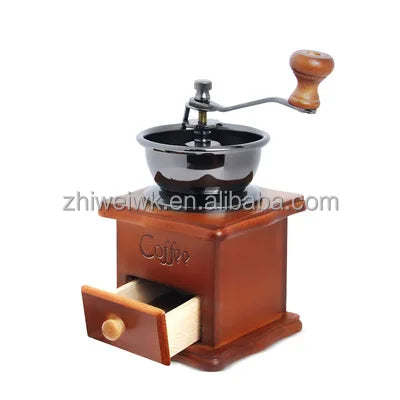 Solid Wood Hand-Cranked Coffee Grinder Coffee Bean Grinder Household Manual Grinder