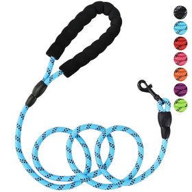 Dreamzoo Custom Made Light Strong Blue Dog Leash Highly Reflective Durable Rope Leash with Soft Padded Anti-Slip