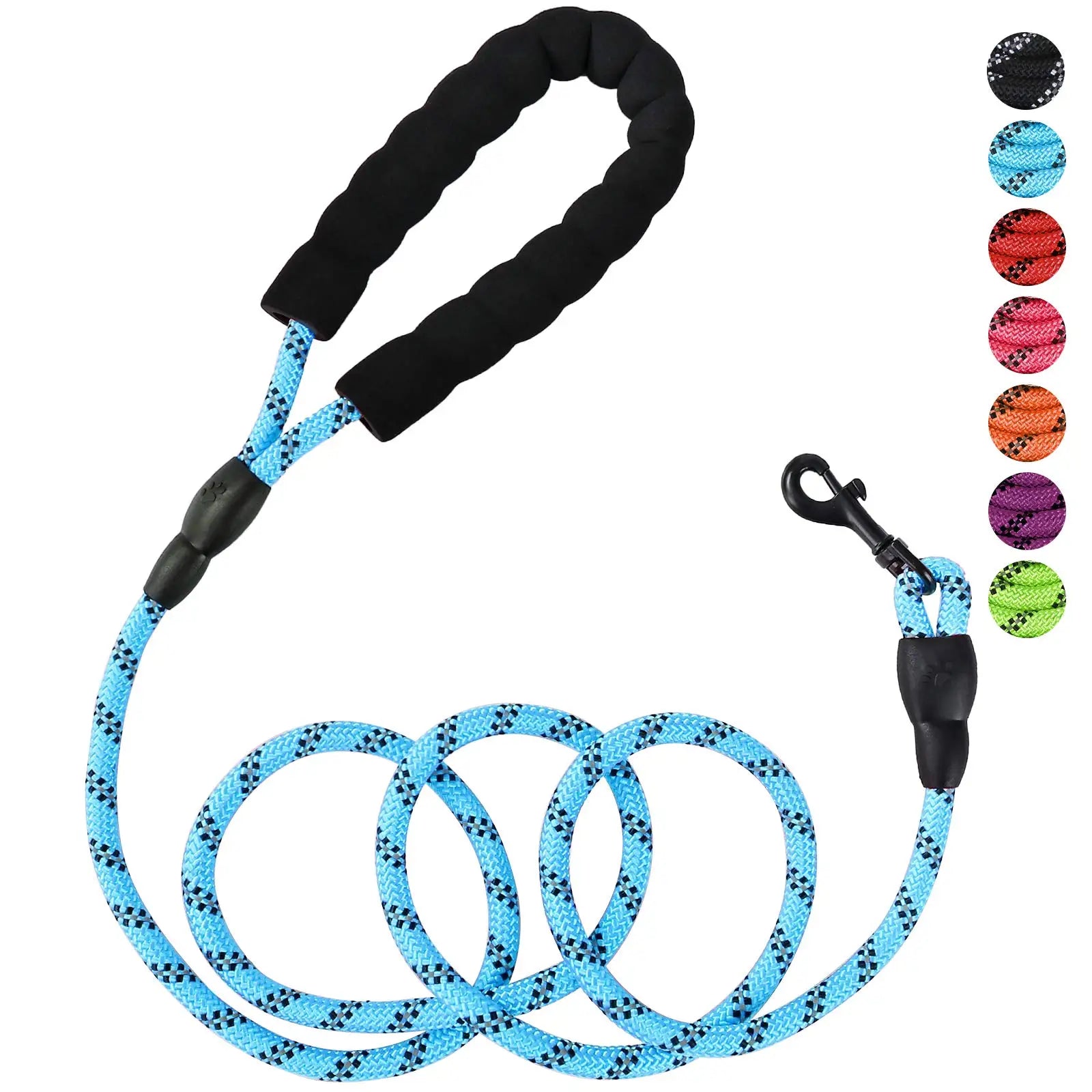Dreamzoo Custom Made  Light  Strong Blue Dog Leash  Highly Reflective Durable Rope  Leash with Soft Padded Anti-Slip